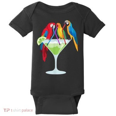 Parrots Drinking Margarita Tropical Vacation Hawaiian Birds Baby Bodysuit