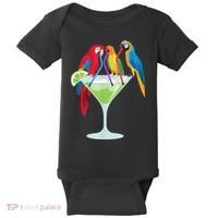 Parrots Drinking Margarita Tropical Vacation Hawaiian Birds Baby Bodysuit thumb 0