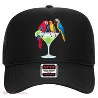 Parrots Drinking Margarita Tropical Vacation Hawaiian Birds Hat thumb 0
