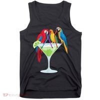 Parrots Drinking Margarita Tropical Vacation Hawaiian Birds Tank Top thumb 0