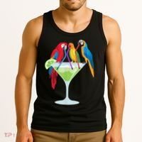 Parrots Drinking Margarita Tropical Vacation Hawaiian Birds Tank Top thumb 3