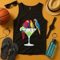 Parrots Drinking Margarita Tropical Vacation Hawaiian Birds Tank Top thumb 4