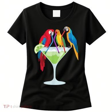 Parrots Drinking Margarita Tropical Vacation Hawaiian Birds Women's T-Shirt
