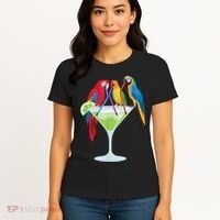 Parrots Drinking Margarita Tropical Vacation Hawaiian Birds Women's T-Shirt thumb 4