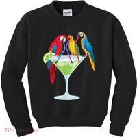 Parrots Drinking Margarita Tropical Vacation Hawaiian Birds Kids Sweatshirt thumb 0