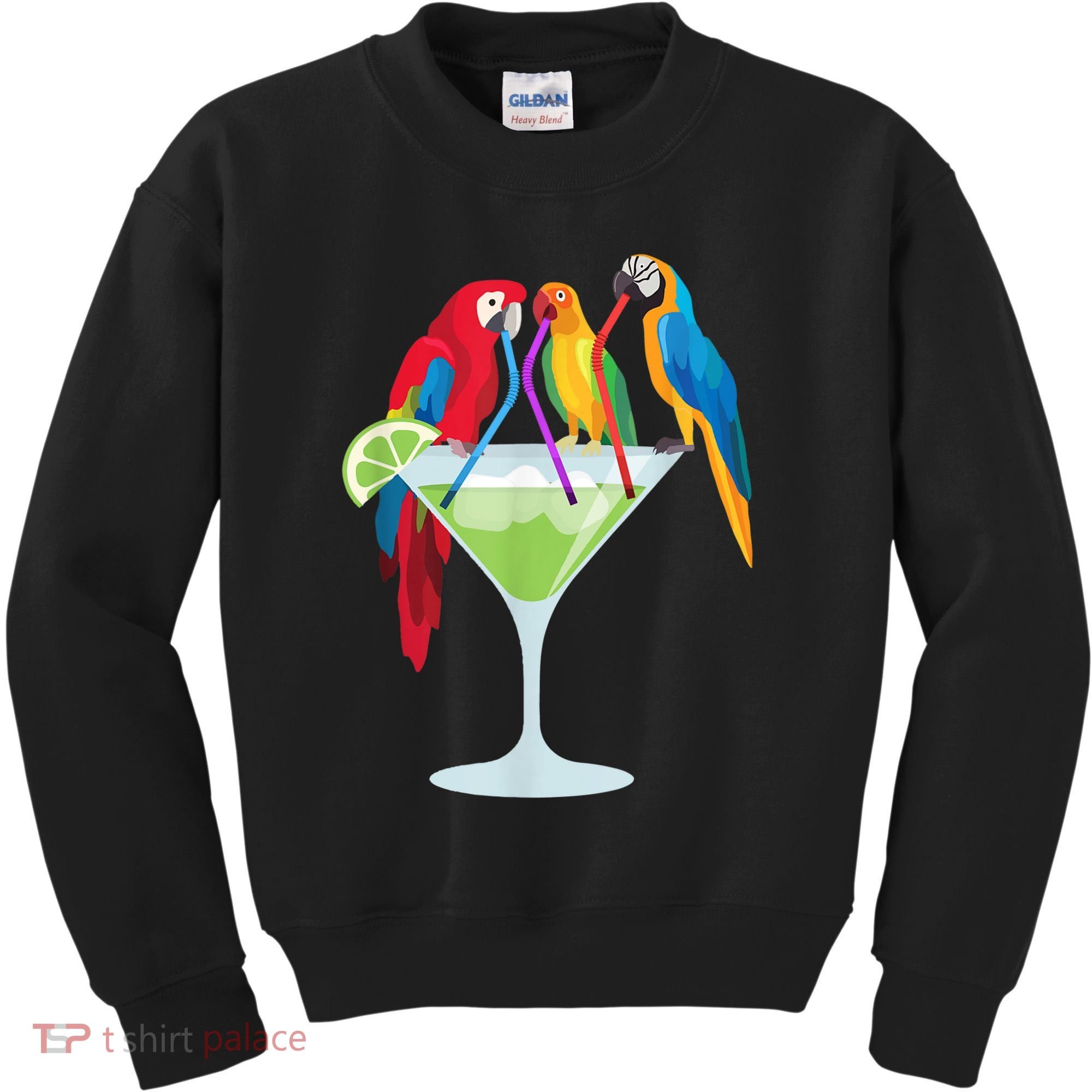 Parrots Drinking Margarita Tropical Vacation Hawaiian Birds Kids Sweatshirt