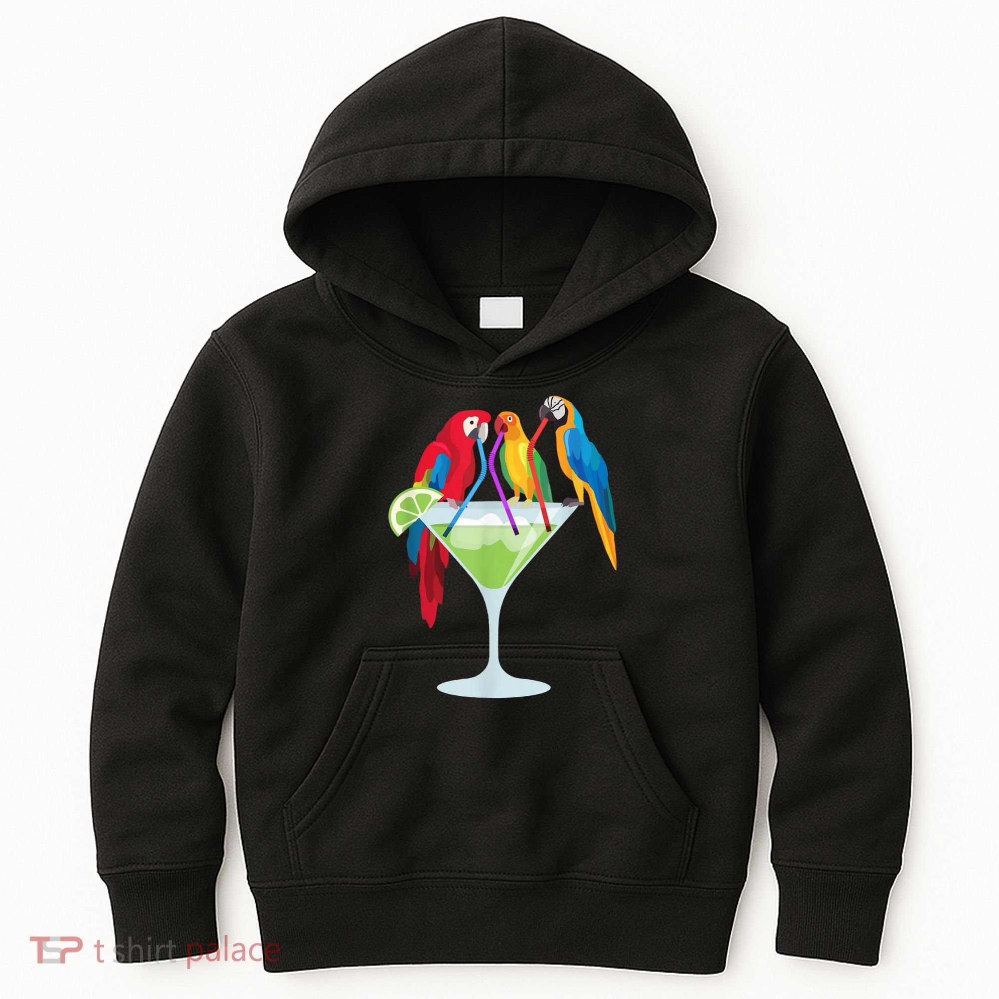 Parrots Drinking Margarita Tropical Vacation Hawaiian Birds Kids Hoodie