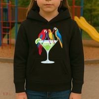 Parrots Drinking Margarita Tropical Vacation Hawaiian Birds Kids Hoodie thumb 3