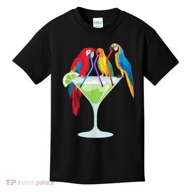 Parrots Drinking Margarita Tropical Vacation Hawaiian Birds Kids T-Shirt