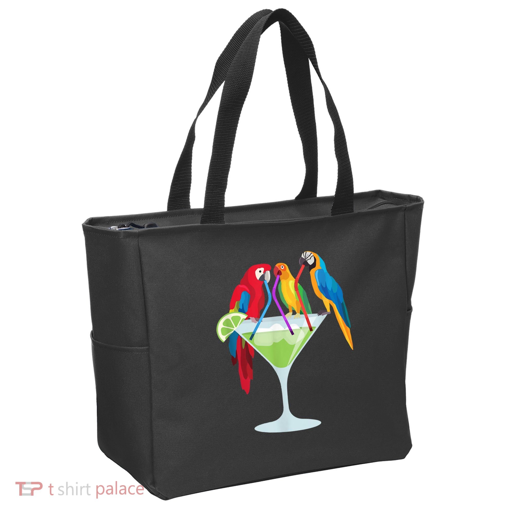 Parrots Drinking Margarita Tropical Vacation Hawaiian Birds Tote Bag