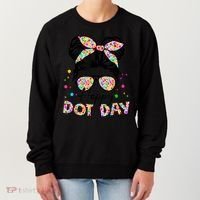 Polka Dot Messy Bun Teacher Happy Dot Day Gift Women's Sweatshirt thumb 0