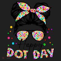 Polka Dot Messy Bun Teacher Happy Dot Day Gift Women's Sweatshirt thumb 2