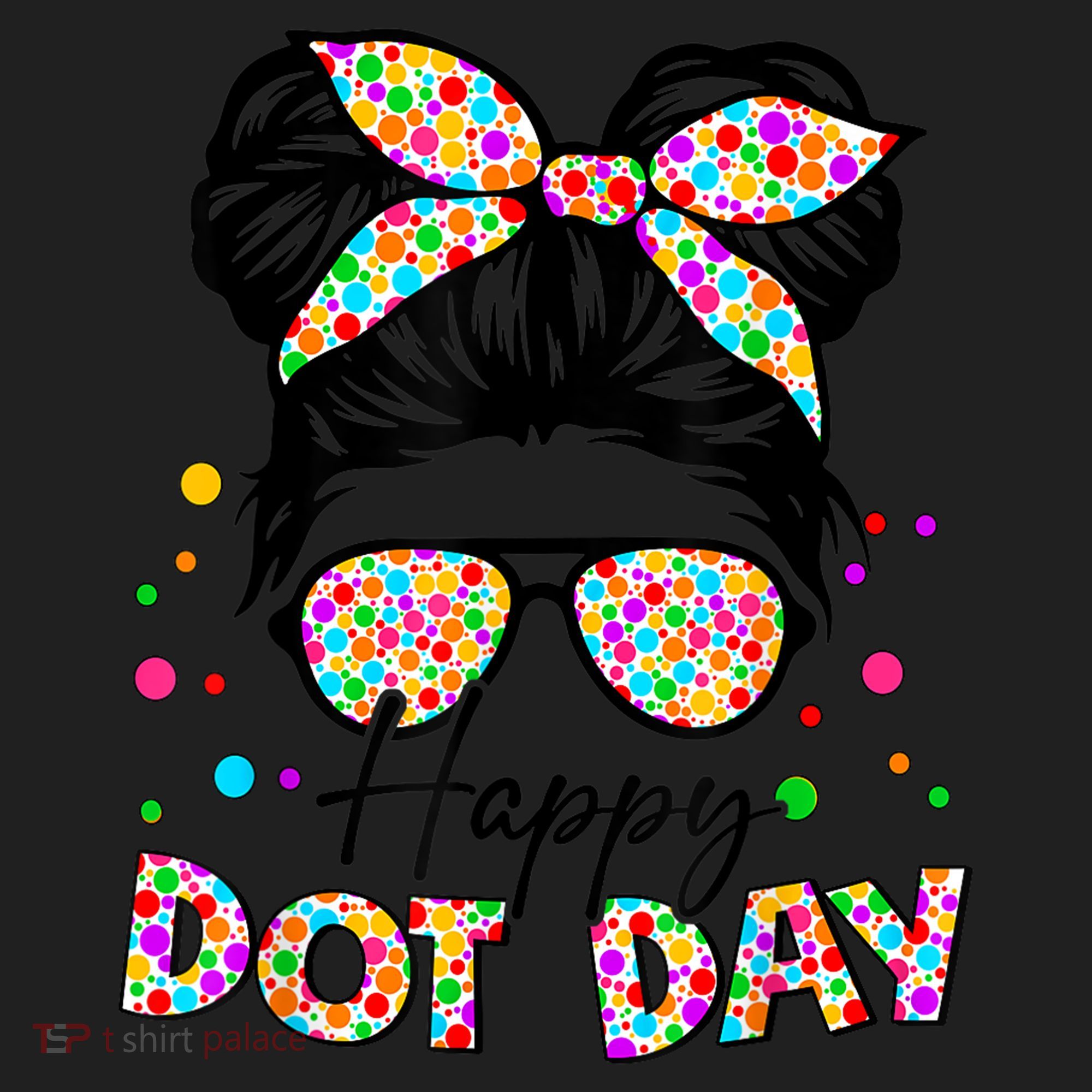 Polka Dot Messy Bun Teacher Happy Dot Day Gift Women's Sweatshirt