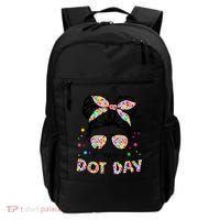 Polka Dot Messy Bun Teacher Happy Dot Day Gift Backpack thumb 0
