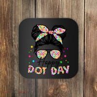 Polka Dot Messy Bun Teacher Happy Dot Day Gift Coaster thumb 0