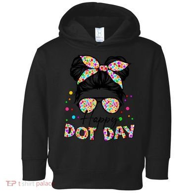 Polka Dot Messy Bun Teacher Happy Dot Day Gift Toddler Hoodie
