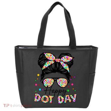 Polka Dot Messy Bun Teacher Happy Dot Day Gift Tote Bag