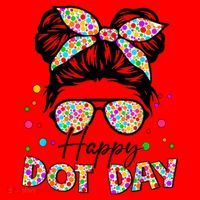 Polka Dot Messy Bun Teacher Happy Dot Day Gift Santa Hat thumb 1