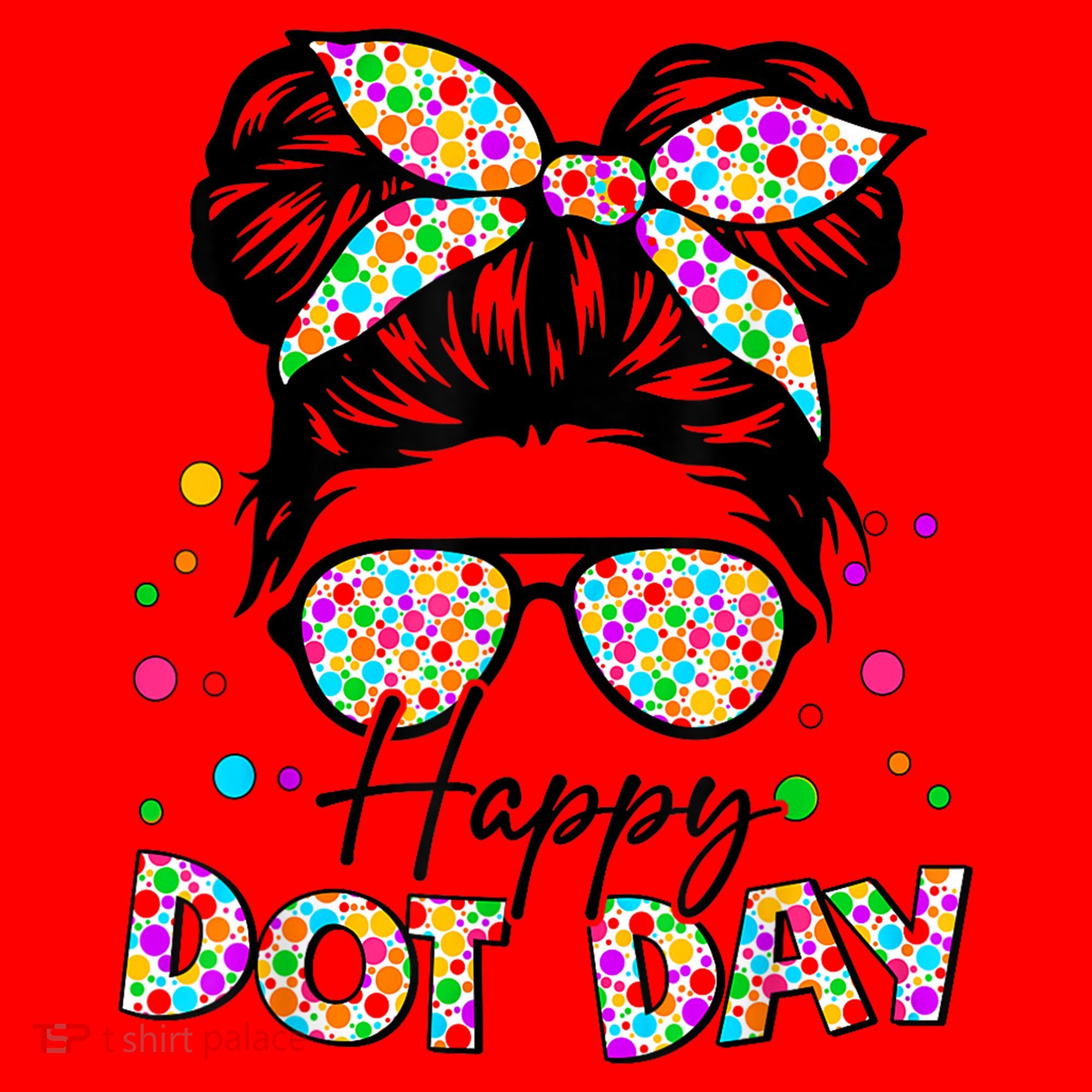 Polka Dot Messy Bun Teacher Happy Dot Day Gift Santa Hat