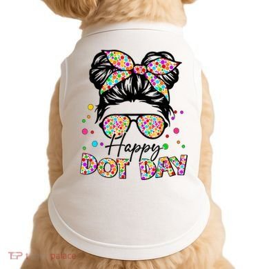 Polka Dot Messy Bun Teacher Happy Dot Day Gift Doggie Tank