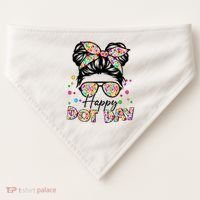 Polka Dot Messy Bun Teacher Happy Dot Day Gift USA-Made Doggie Bandana thumb 0