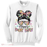 Polka Dot Messy Bun Teacher Happy Dot Day Gift Sweatshirt thumb 0