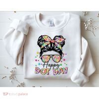 Polka Dot Messy Bun Teacher Happy Dot Day Gift Sweatshirt thumb 2