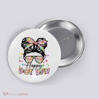 Polka Dot Messy Bun Teacher Happy Dot Day Gift Button thumb 0
