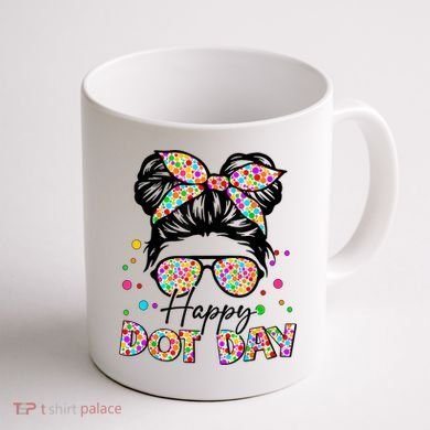Polka Dot Messy Bun Teacher Happy Dot Day Gift Coffee Mug back