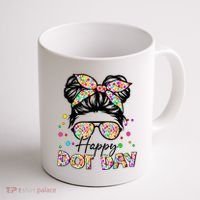 Polka Dot Messy Bun Teacher Happy Dot Day Gift Coffee Mug thumb 1