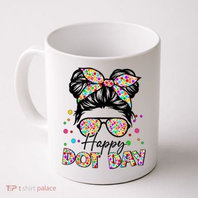 Polka Dot Messy Bun Teacher Happy Dot Day Gift Coffee Mug