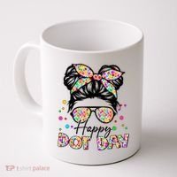 Polka Dot Messy Bun Teacher Happy Dot Day Gift Coffee Mug thumb 0