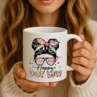Polka Dot Messy Bun Teacher Happy Dot Day Gift Coffee Mug thumb 3