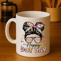 Polka Dot Messy Bun Teacher Happy Dot Day Gift Coffee Mug thumb 4