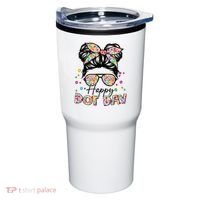 Polka Dot Messy Bun Teacher Happy Dot Day Gift Tumbler thumb 0
