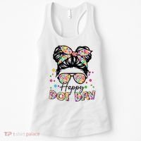 Polka Dot Messy Bun Teacher Happy Dot Day Gift Women's Tank Top thumb 0