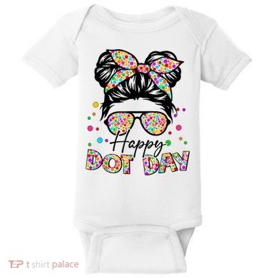 Polka Dot Messy Bun Teacher Happy Dot Day Gift Baby Bodysuit
