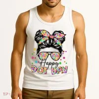 Polka Dot Messy Bun Teacher Happy Dot Day Gift Tank Top thumb 3