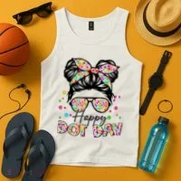 Polka Dot Messy Bun Teacher Happy Dot Day Gift Tank Top thumb 4