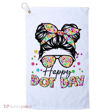 Polka Dot Messy Bun Teacher Happy Dot Day Gift Golf Towel
