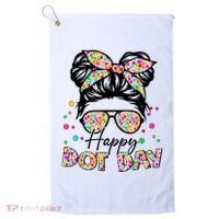 Polka Dot Messy Bun Teacher Happy Dot Day Gift Golf Towel thumb 0