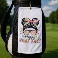 Polka Dot Messy Bun Teacher Happy Dot Day Gift Golf Towel thumb 2