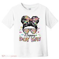 Polka Dot Messy Bun Teacher Happy Dot Day Gift Toddler T-Shirt thumb 0