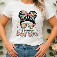 Polka Dot Messy Bun Teacher Happy Dot Day Gift Women's T-Shirt thumb 2