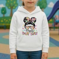 Polka Dot Messy Bun Teacher Happy Dot Day Gift Kids Hoodie thumb 3