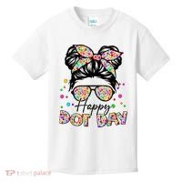 Polka Dot Messy Bun Teacher Happy Dot Day Gift Kids T-Shirt thumb 0