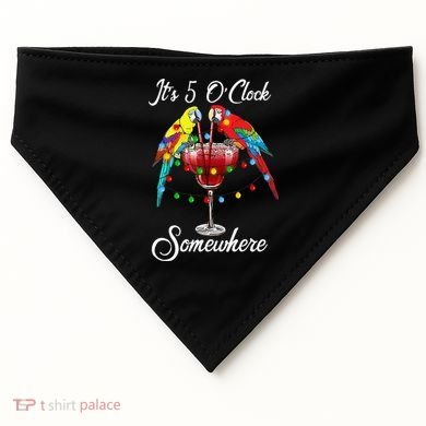 Parrots Drinking Margarita It's 5 O'clock Somewhere USA-Made Doggie Bandana