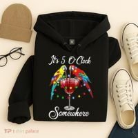 Parrots Drinking Margarita It's 5 O'clock Somewhere Hoodie thumb 4