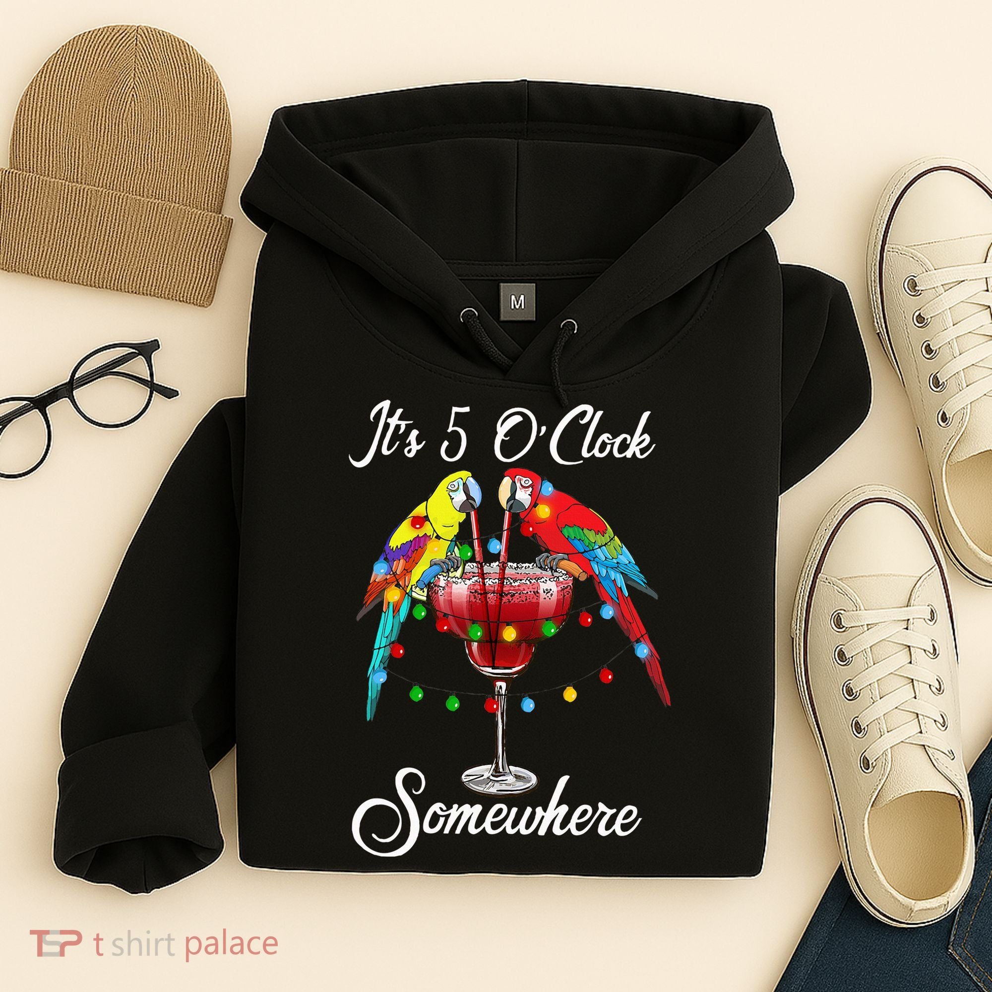 Parrots Drinking Margarita It's 5 O'clock Somewhere Hoodie