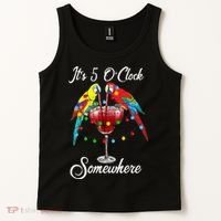 Parrots Drinking Margarita It's 5 O'clock Somewhere Tank Top thumb 2